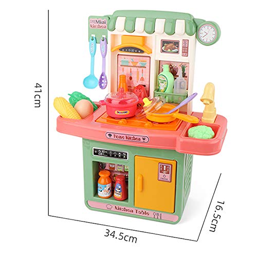 HYISHION Große Spielküche, Kinderküche mit Wasserpumpe Herd Spielzeug Spielküche Zubehör mit Sound Licht Lebensmittel… – Bild 3