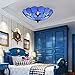 BAYCHEER HL404204 Tiffany Style Semi Flush Mount Light Glass Shade Flower Ceiling Fixture Ceiling Lighting Fixtures Modern Lamp 12 inch Blue