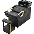 Shampoo Bowl and Chair Set for Salon,Seogwisam Backwash Barber Chair,ABS Plastic Shampoo Bowl Sink Unit w/Independent Footrest for Beauty Spa Barbershop