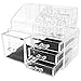 Clear Acrylic Cosmetics Makeup Jewelry Organizer 4 Drawers with 16 Compartments Top Section - WE PAY YOUR SALES TAX (idea for Christmas Birthday gift )