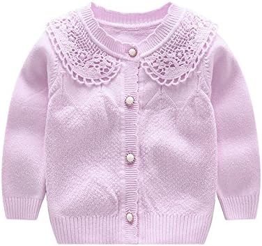 Iridescentlife Knitted Baby Girls Cardigan Toddler Button up Sweaters (9 Months, Purple)