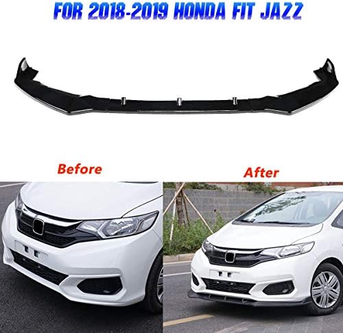 Sammiler - 1Set Front Bumper Lip Cover for Honda FIT JAZZ - Gloss Black Scratchproof Exterior Parts ABS Bumpers Trim