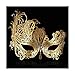 FaceWood Masquerade Mask for Women Ultralight Gorgeous Gold & Silver Shiny Metal Rhinestone Mask. (Queen Gold)