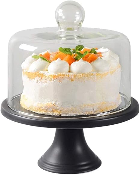 Amazon ガラスカバーアメリカのレトロな誕生日の結婚式デザートシンプルな背の高いデザート表焼成しマットブラックセラミックケーキスタンド Size 3 3 23 8cm ケーキスタンド オンライン通販