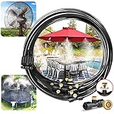 Landgarden Outdoor Misting Cooling System,49FT Misting Line,15 Brass Mist Nozzles for Patio Garden Greenhouse