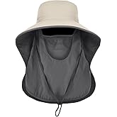 LCZTN UPF 50+ Sun Protection Cap Wide Brim Fishing Hat with Face & Neck Flap