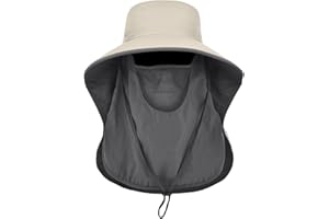 LCZTN UPF 50+ Sun Protection Cap Wide Brim Fishing Hat with Face & Neck Flap