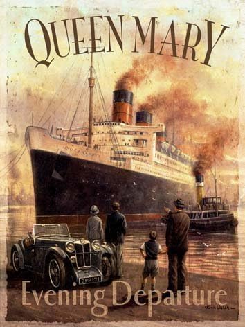 French Vintage Metal Sign 20x15cm Retro Poster Queen Mary Boat
