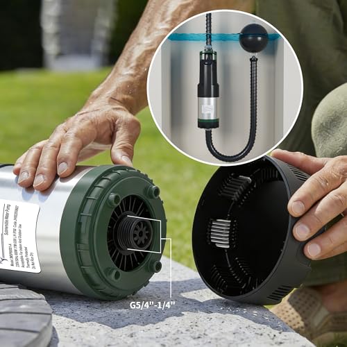 LANCHEZ Submersible Pressure Pump, 3 Inox, 800 W Submersible Pressure Pump, 6300 l/h Flow Rate, Maximum Delivery Head 37 m, Integrated Dry Run Protection for Deep Chute, Vertical Chute, Gardening