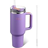 Cierto 40 oz Tumbler with Handle - 3-in-1 Lid & Straw, Double Wall Vacuum Insulated Keeps Drinks Hot/Cold All Day, Car Cup Holder Friendly Stainless Steel Travel Mug, Gift for Women Men Teens (Purple)