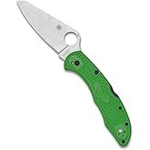 Spyderco Salt 2 Folding Pocket Knife, PlainEdge | Green, 7.2" Overall Length, 3" LC200N Steel Blade, FRN Handle, Back Lock, Full-Flat Grind