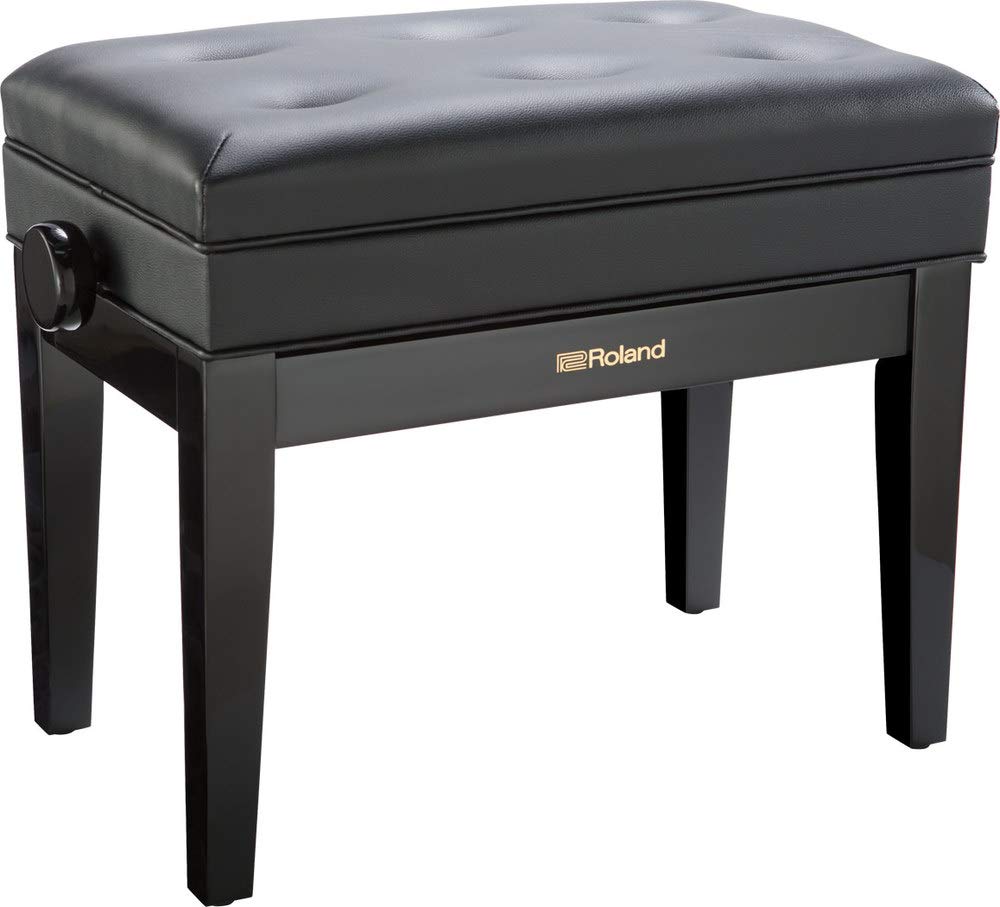 ROLAND,1 Rpb-400Pe Piano Bench with Cushioned Vinyl Seat, Polished Ebony