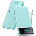 Portable Charger for iPhone with Built in Cables and Wall Plug,Upgraded 13800mAh Fast Charging USB C Power Bank,4 Outputs Travel Essential Battery Pack Compatible with iPhone 15/14/13/12,Samsung-Green