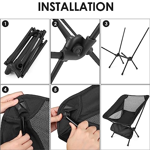 Diealles Shine Folding Camping Chair, Portable Ultralight Folding Chair with Carry Bag, Camping Chairs for Outdoors, Garden, Beach, Fishing, Picnic, Travel, Orange