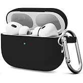 MOLOPPO for AirPods Pro 2 Case Cover, Compatible with AirPods Pro 2nd/1st Generation Case Cover Accessories with Keychain,Black