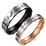 Flongo Mens Womens 5mm 3.5mm I Will Always Be with You Couples Ring, Stainless Steel Wedding Engagement Promise Ring Band