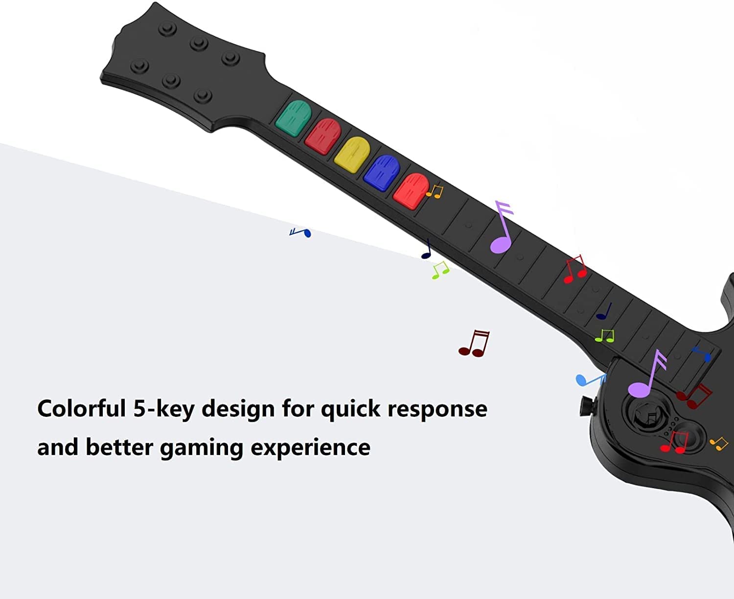 NBCP PC Guitar Hero Controller, Wireless Guitars with Dongle for PC and PS3, Compatible with Rock Band, Clone Hero, Black