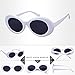 Clout Glasses White Oval Goggles Sunglasses with Retro Bold Mod Thick Framed Round Lens 51 mm