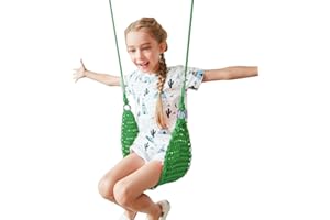 ROPECUBE Kids Swing, Swing Seat for Kids with Adjustable Ropes, Spider Swing, net Swing, Little tikes Swing Set for Outdoor Indoor, Playground, Backyard. (Green)