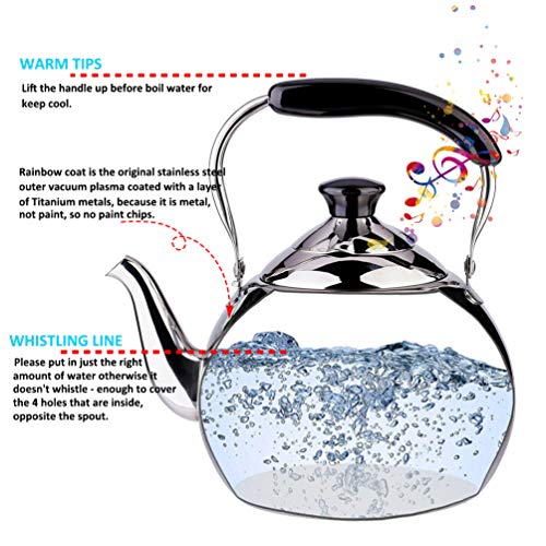 ROYDOM Whistling Tea Kettle Stainless Steel Teapot, 2-Liter Teakettle for Stovetop Induction Stove Top, Fast Boiling Heat Water Tea Pot Maker 2.1-Quart