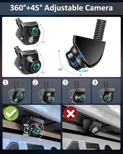 Vtopek Reversing Camera AHD 1080P Rear View Camera Car 360° Rotatable Car Reversing Cameras Retrofit 170° Wide Angle Night Vision IP69 Waterproof Universal NTSC Rear Camera for Motorhome SUV Pickup Van