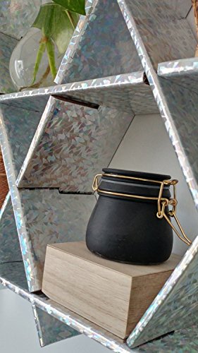 Hexagon Floating Shelves, Bookcase, Hanging Bookshelf, Living Room Storage, Small Bookshelf - Ruche Shelving Unit Medium- Cardboard unicorn silver finish