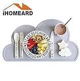Baby Placemat, Meal Mat - Placemat For Kids Silicone Waterproof Baby Placemat Meat Meal Mat Table Mat Cute Portable Food Mat Travel Placemat for Toddler, Non Slip Placemat Easy Clean(Light Gray)