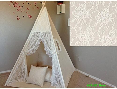 New lace design Play Teepee 100% Cotton Canvas Portable Indoor Tent for Boy and Girls children playhouse teepee with mat