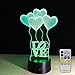 Night Lights for Kids with Remote Controller LED Touch 7 Colors Changing Table Desk Lamp Optical Illusion Light Valentine's Day lights Acrylic Lamp for Room Decorative Kids Lamp Heart Lights