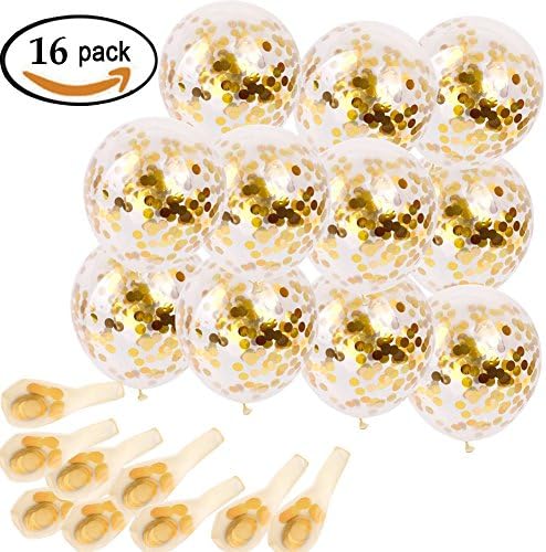 Gold Confetti Balloons 16 Pieces 12 Inches Party Balloons With Golden Paper Confetti Dots (Confetti Has Been Put Into The Balloons) For Party Decorations Wedding Decorations And Proposal (16)