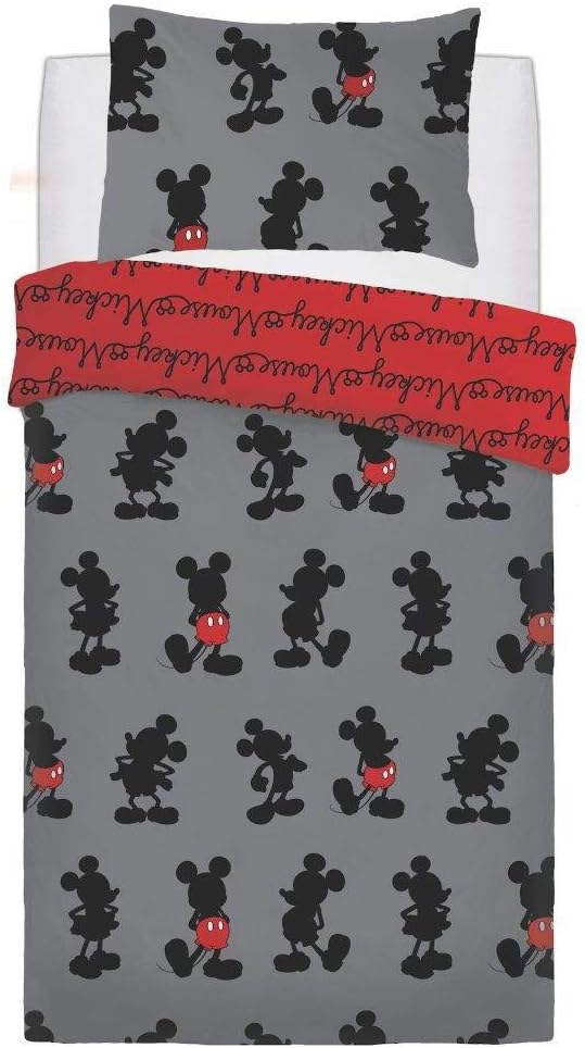 EHD Disney and Warner Bros Characters Duvet Cover Sets Luxurious Reversible Kids Adults Bedding Sets (Mickey Pops of Red, Single)