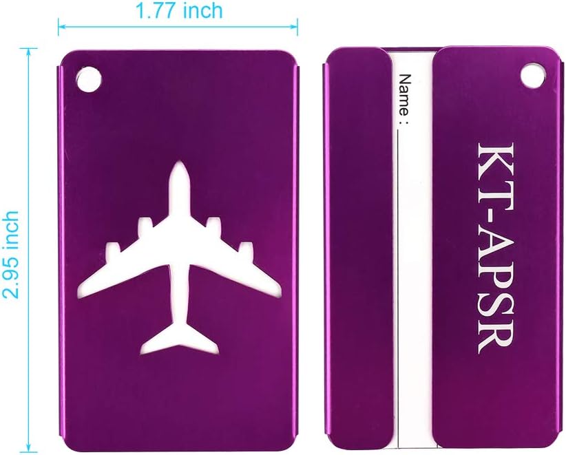 8Pcs KT-APSR Luggage Tags Set with Name ID Card, Upgrade Durable Travel Bags Tags, Metal Suitcase Tags with Strings: Office Products