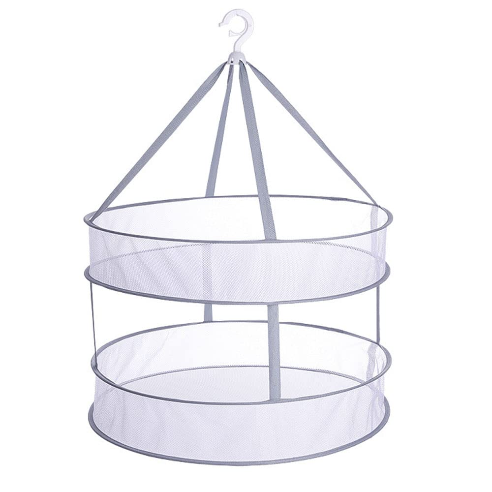 Kanyka 2-layer hanging dryer, hanging drying net, plant hanging mesh drying net, herb drying rack, foldable mesh hanging drying net, foldable, round, herb drying rack.