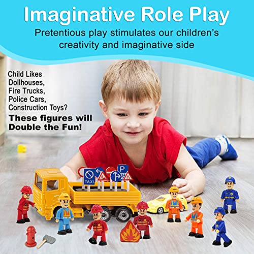 Set of 10 Toy Figures Play Action Figures, Fire Fighters, Police