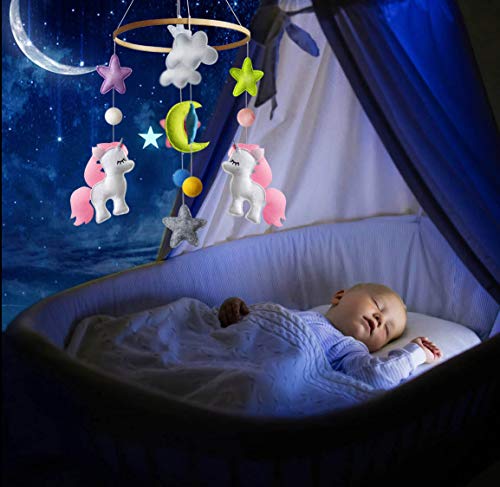 Baby Crib Mobile by Giftsfarm, Unicorn Baby Mobile for Girl Nursery Décor (2019 New Design) - Thumbnail 4