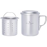 Boundless Voyage 450ml Titanium Cup with Tea Filter Folding Handles Outdoor Camping Ti Coffee Mug 15.2 fl oz Portable Lightwe