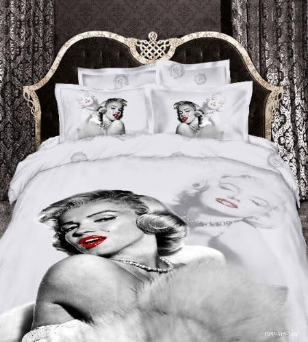 carehealth Home Textile,Unique 3D Bedding Sets,Marilyn Monroe Bedding Set,Beautiful Light Grey Bedding Sets,4pcs Bed Sets (Queen)