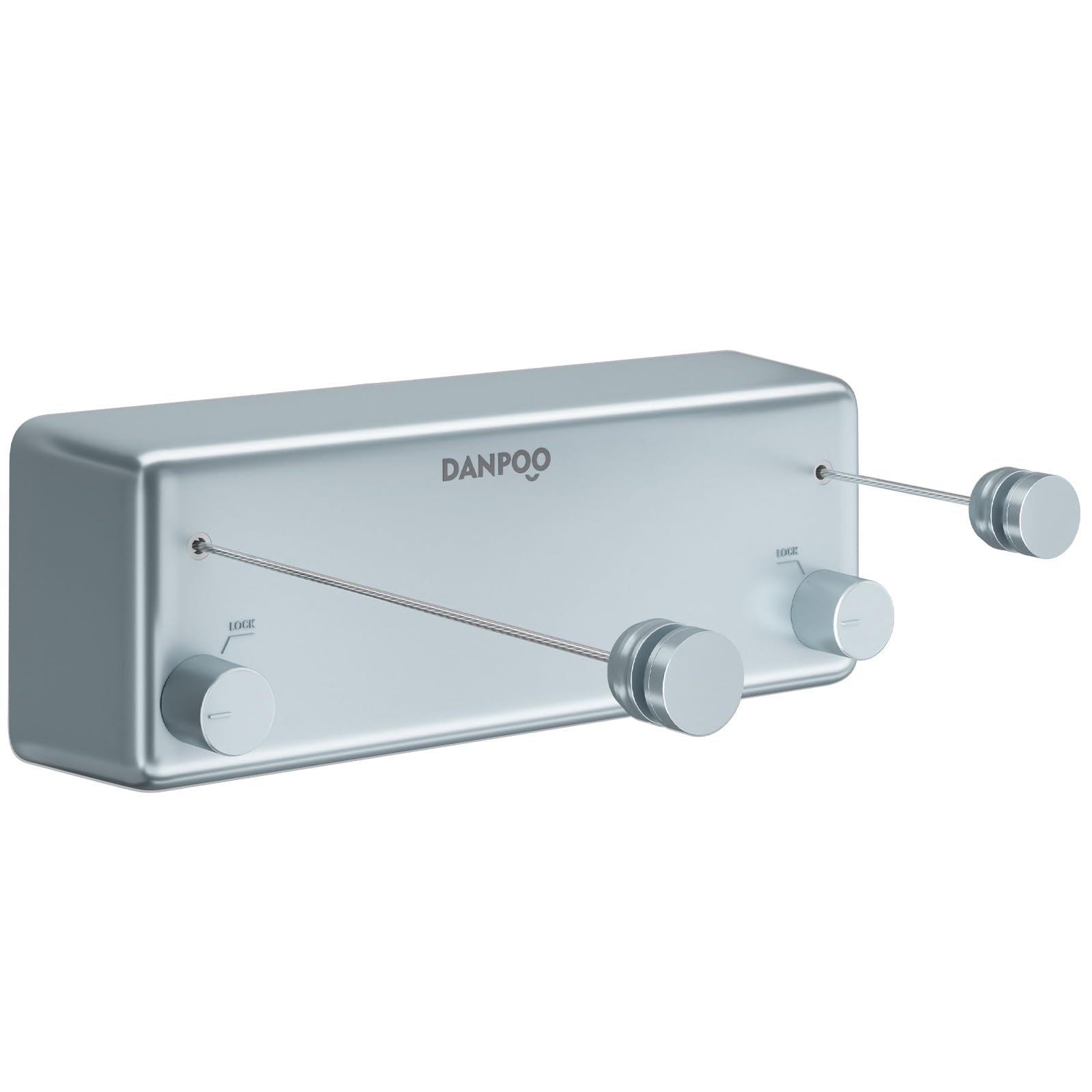 Danpoo Retractable Washing Line, Double 4.2 m Stainless Steel Clothes Lines Heavy Duty Indoor/Outdoor, Clothes Airer Wall Mounted, Silvery Blue