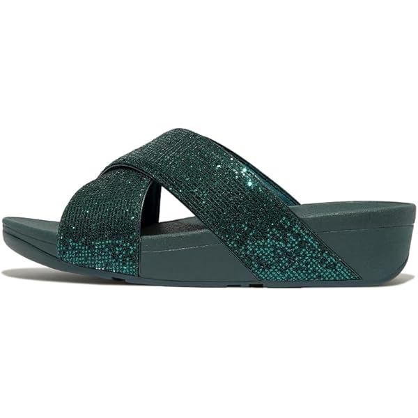 Amazon.com | FitFlop Lulu Crystal-Mix Metallic Cross Slides, Color