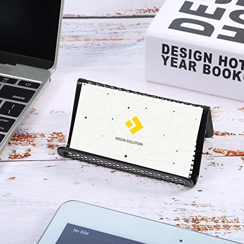 image for TecUnite 8 Pack Black Metal Mesh Business Card Holder Desk Business Ca