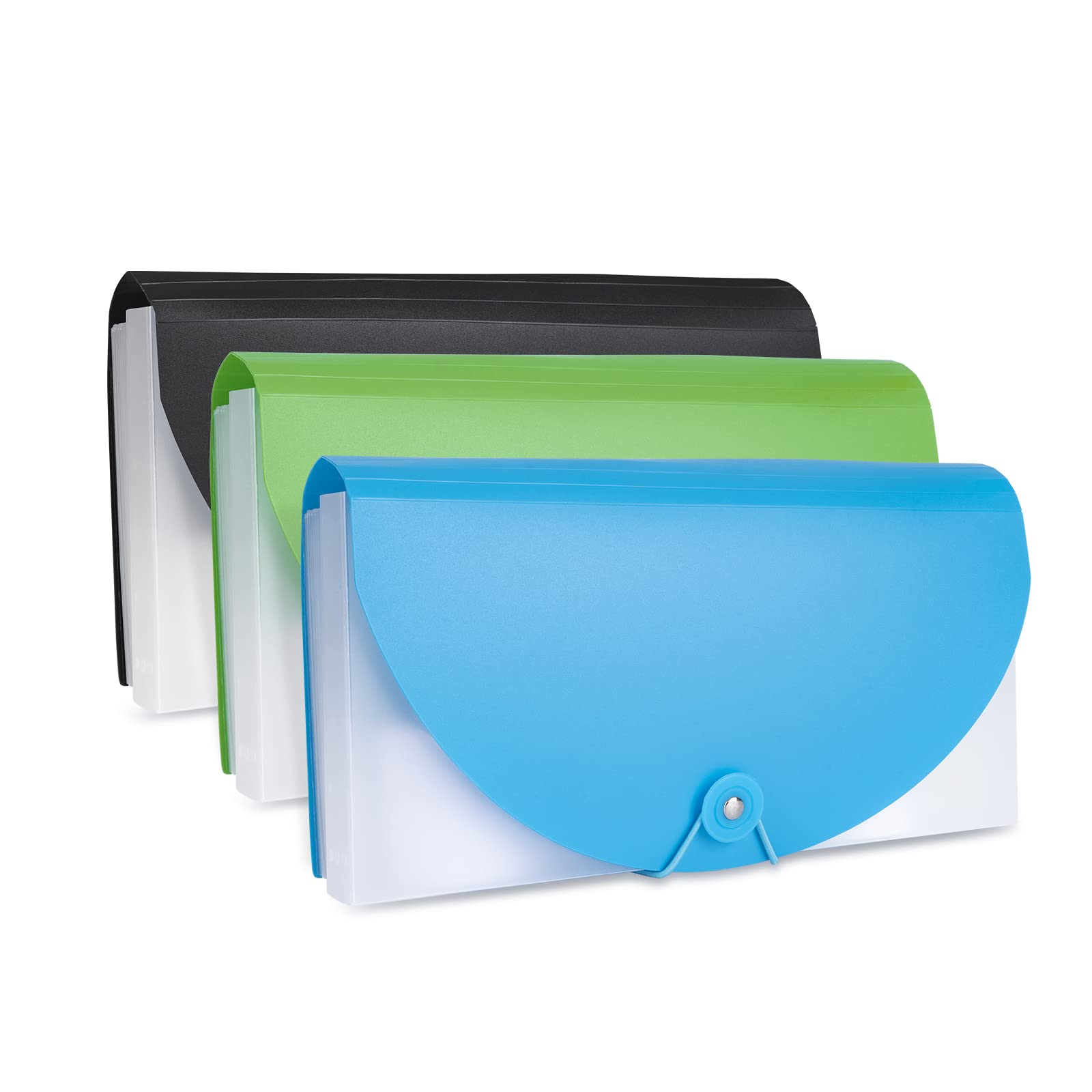 3 Pack Expanding File Folder 13 Pockets Portable Plastic Expanding File Document Organisers Storage Wallet for Bills Cards Coupons Tax Item Expanding Ticket Folders