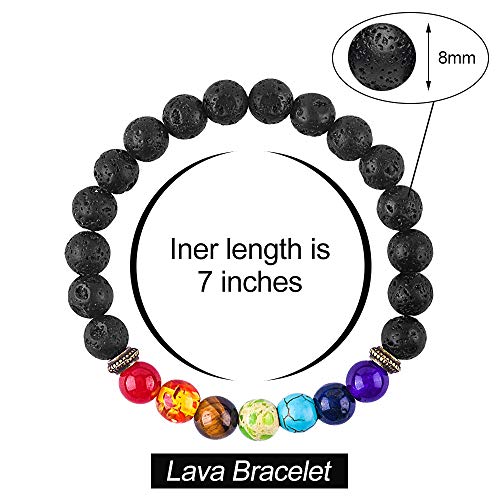 PAERAPAK Lava Rock Chakra Bracelet 8mm Nature Lava Rock Stone