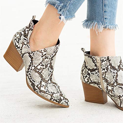 Botines Piel Mujer Otoño, Botines Patrón de Serpiente Botas Bajos Patrón de Leopardo Zapatos Tacon Ancho Puntiagudos… Botines Piel Mujer Otoño, Botines Patrón de Serpiente Botas Bajos Patrón de Leopardo Zapatos Tacon Ancho Puntiagudos… - Imagen 6