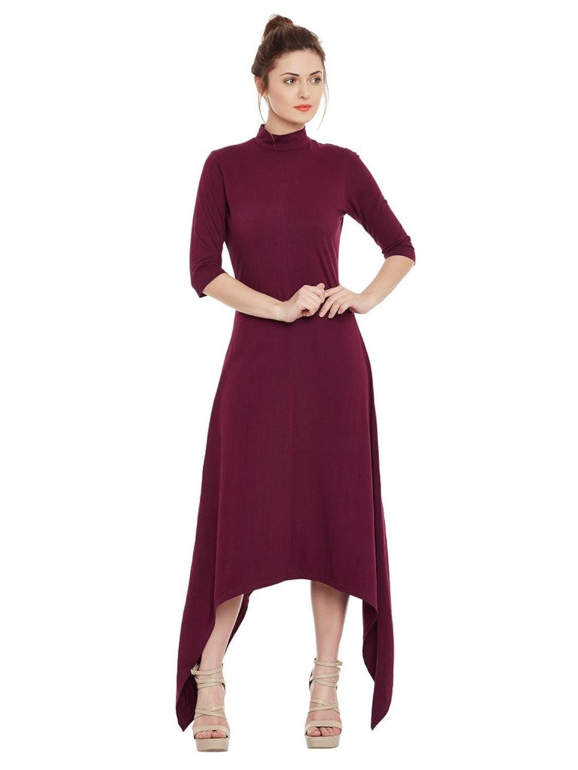 miss chase womens magenta high neck high-low dress