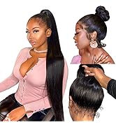360 Lace Front Wigs Human Hair 180% Density 20Inch HD Transparent Straight Lace Front Wigs Human ...