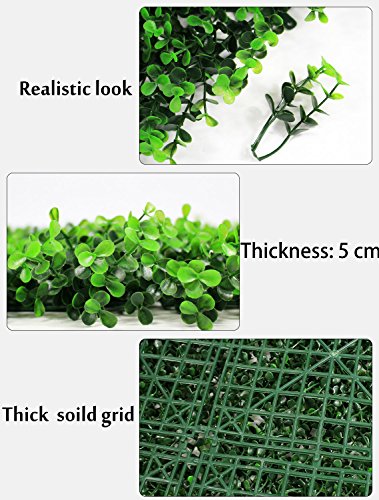 Artificial Boxwood Topiary Hedge Plant Sound Diffuser Privacy Fence Screen Greenery Wall Covers 33 SQ feet 12 Panels 20''x 20'' Suitable for Both Outdoor or Indoor, Garden, Backyard and Home Décor