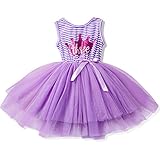 NNJXD Girl Shinny Stripe Baby Girl Printed Tutu Dress Size (100) 2-3 Years Gold&Purple