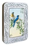 Tree-Free Greetings Noteables Notecards In Reusable Embossed Tin, 12 Card Assortment, Recycled, 4 x 6 Inches, Bluebird Branch, Multi Color (76026)