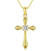 KQ&TTENG Cross Necklaces 14K Gold Plated Cross Pendant Faith Christian Religion Jewelry Gifts for Women