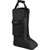 Portable Riding Boot Bag for Tall Boot, Oxford Equestrian Boot Bag with Handle, Cowboy Boot Travel Bag with Outer Pocket for Cowboy Boots, Snow Boots, Travel and Daily Use